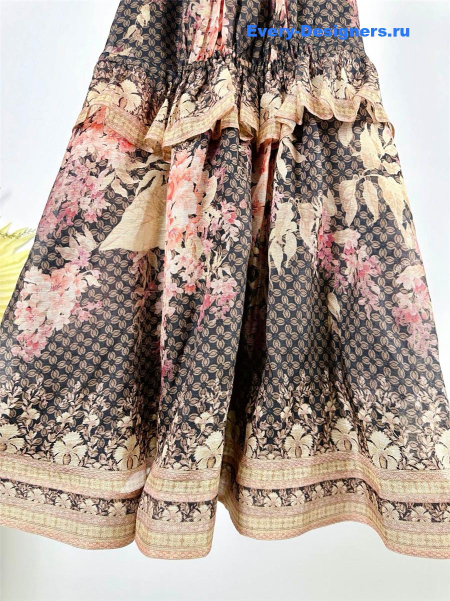 Zimm Black Floral Halter Mini Dress