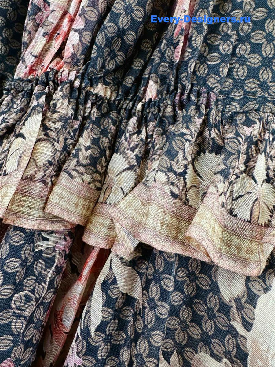 Zimm Black Floral Halter Mini Dress