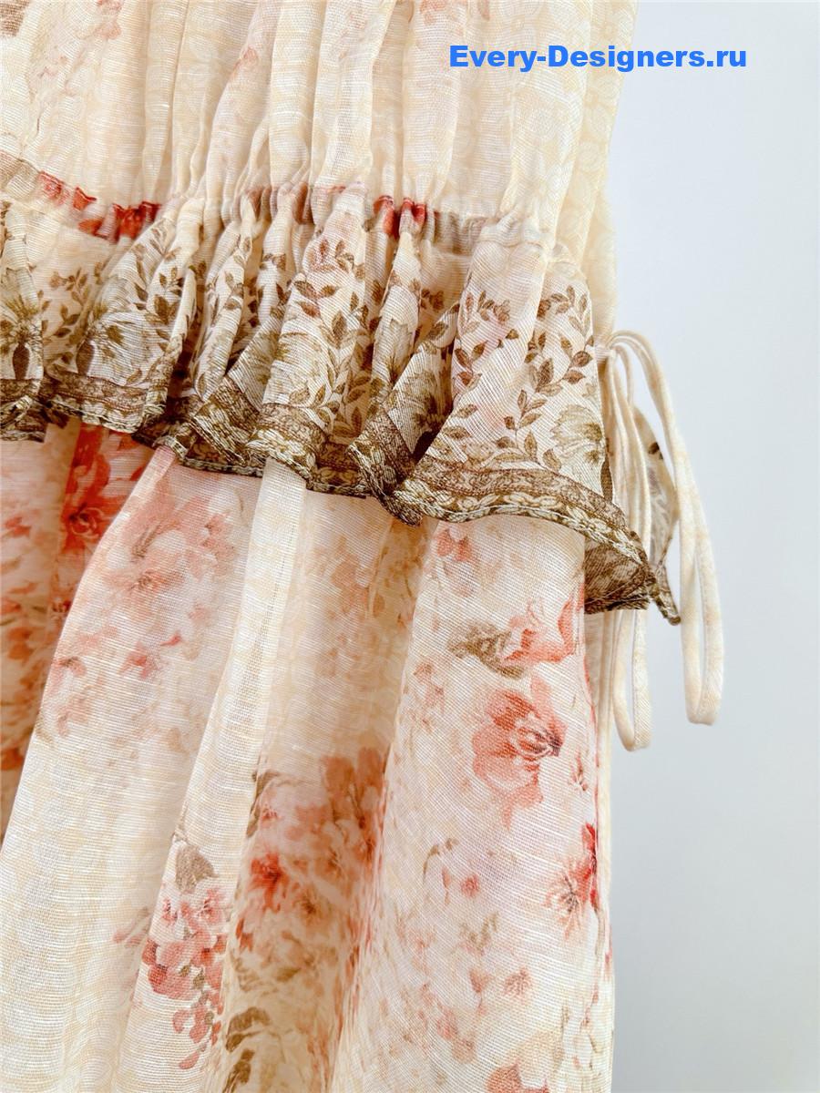 Zimm Beige Floral Halter Dress