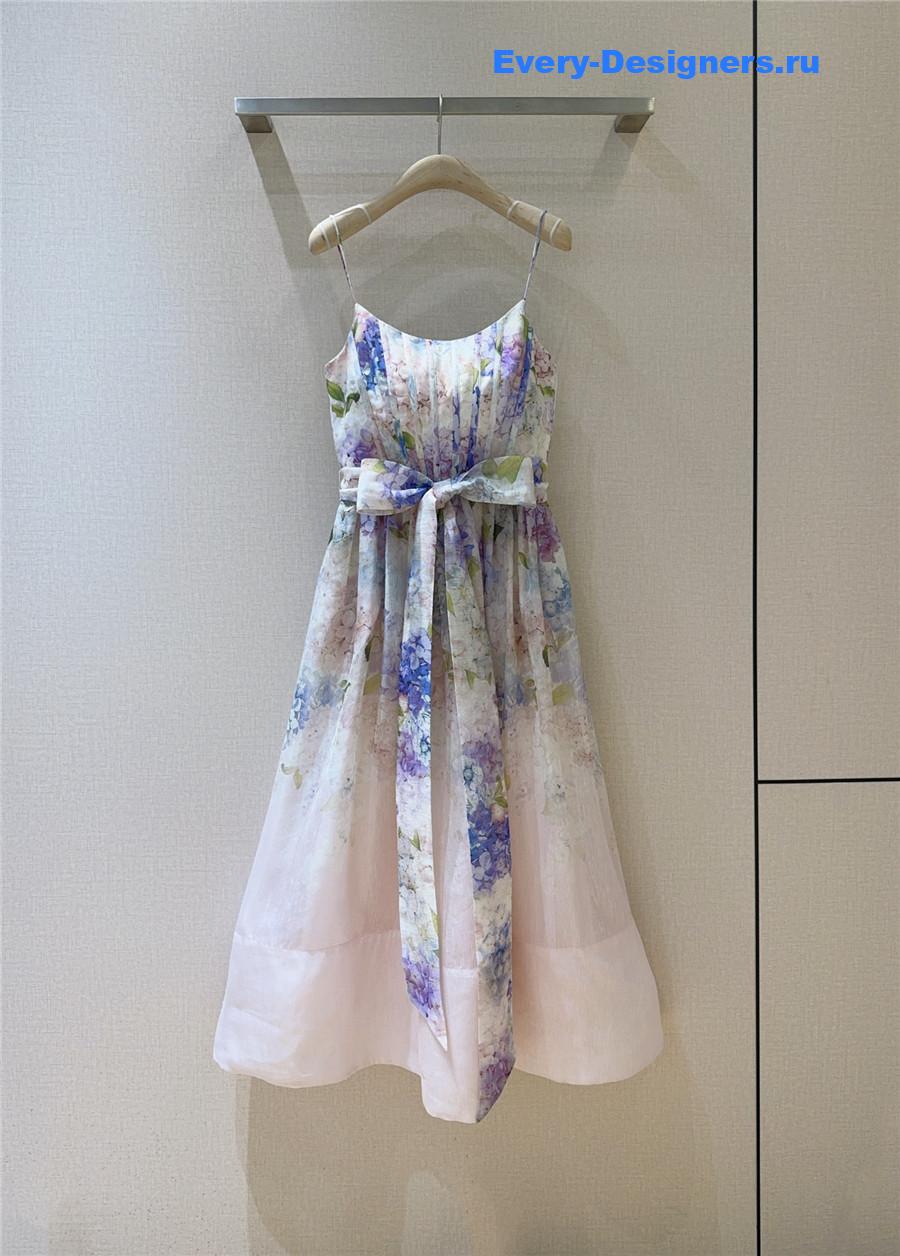 Zimm Lilac Floral Corset Midi Dress