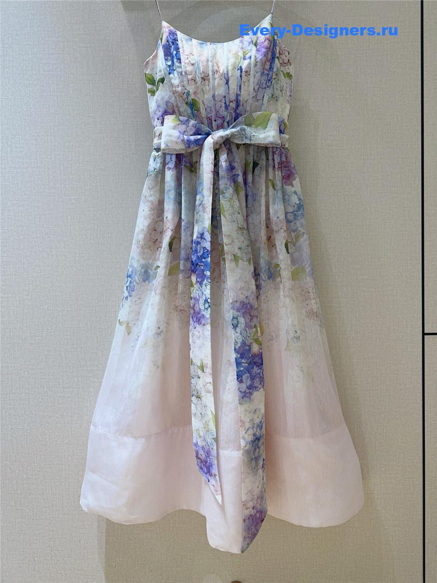 Zimm Lilac Floral Corset Midi Dress