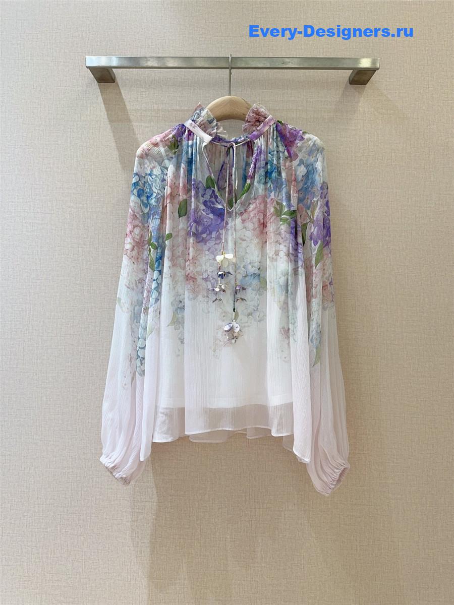 Zimm Pleated Floral Blouse