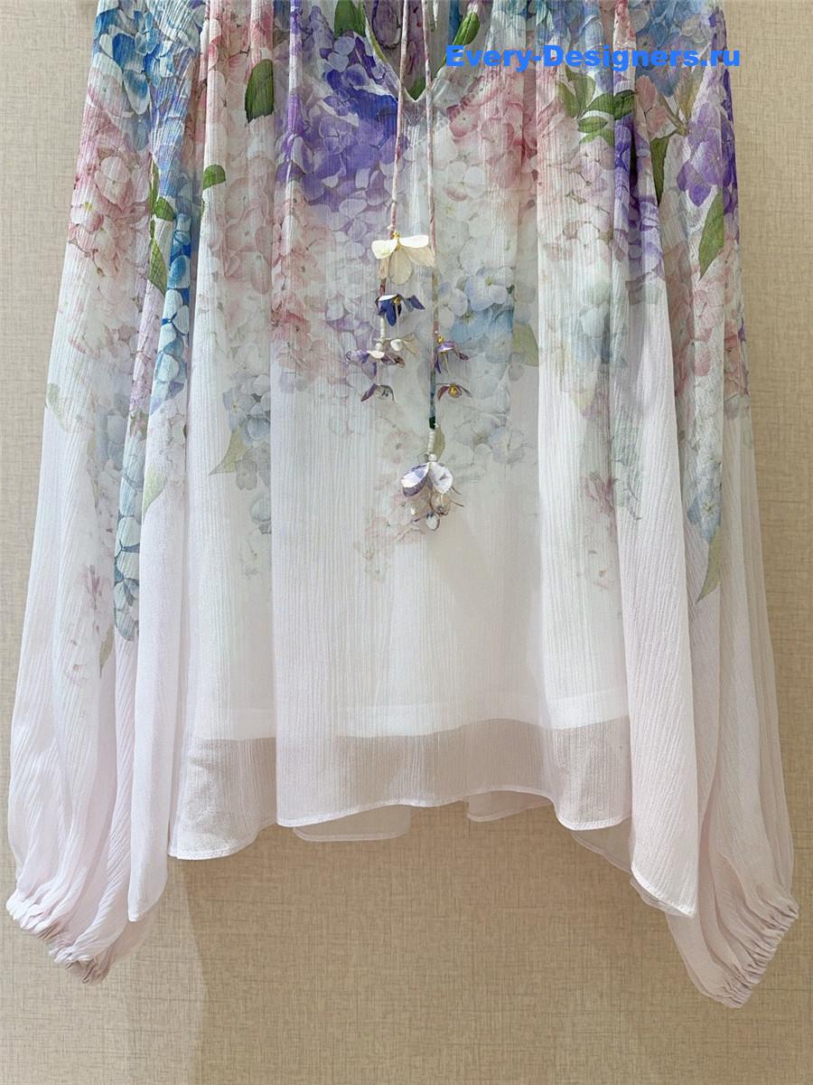Zimm Pleated Floral Blouse
