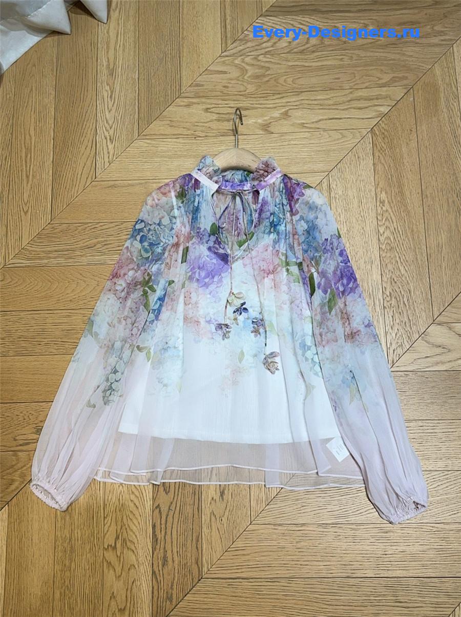 Zimm Pleated Floral Blouse