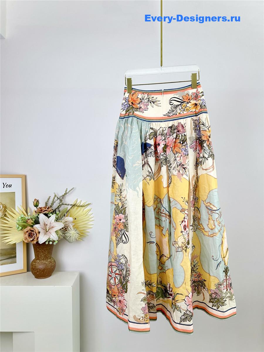 Zimm Printed Linen Maxi Skirt