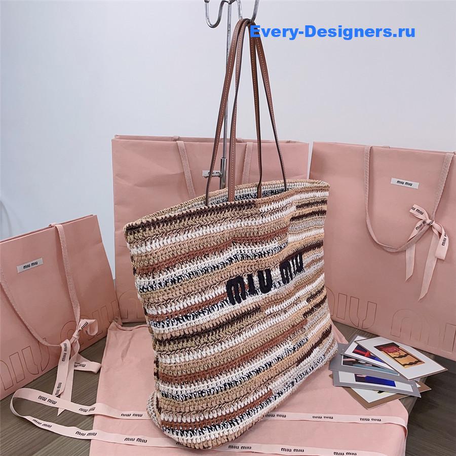 Miu Miu Crochet Tote Bag In Natural