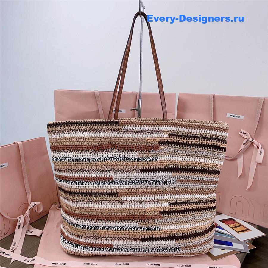 Miu Miu Crochet Tote Bag In Natural