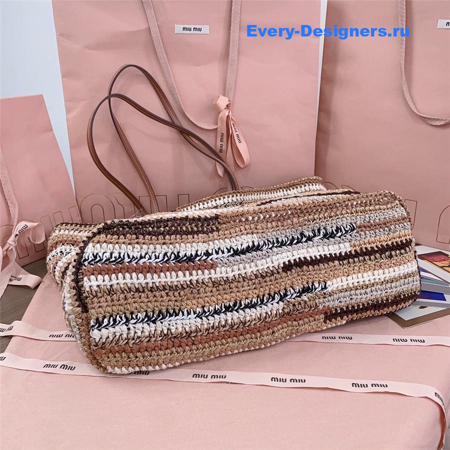 Miu Miu Crochet Tote Bag In Natural