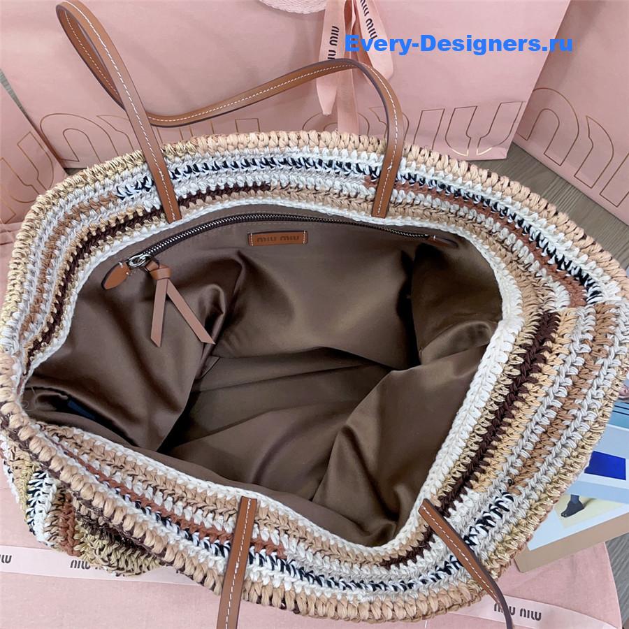 Miu Miu Crochet Tote Bag In Natural