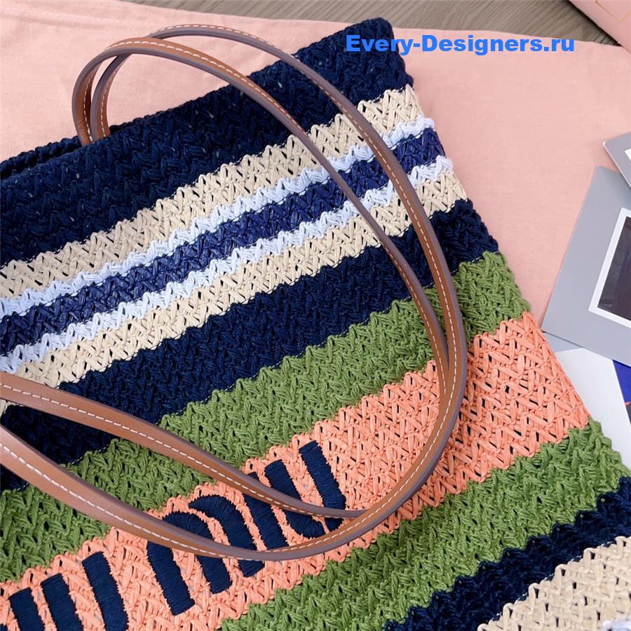 Miu Miu Blue Striped Crochet Tote