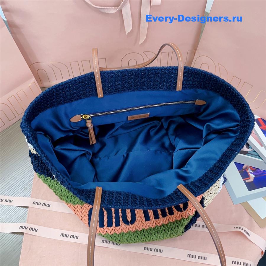 Miu Miu Blue Striped Crochet Tote