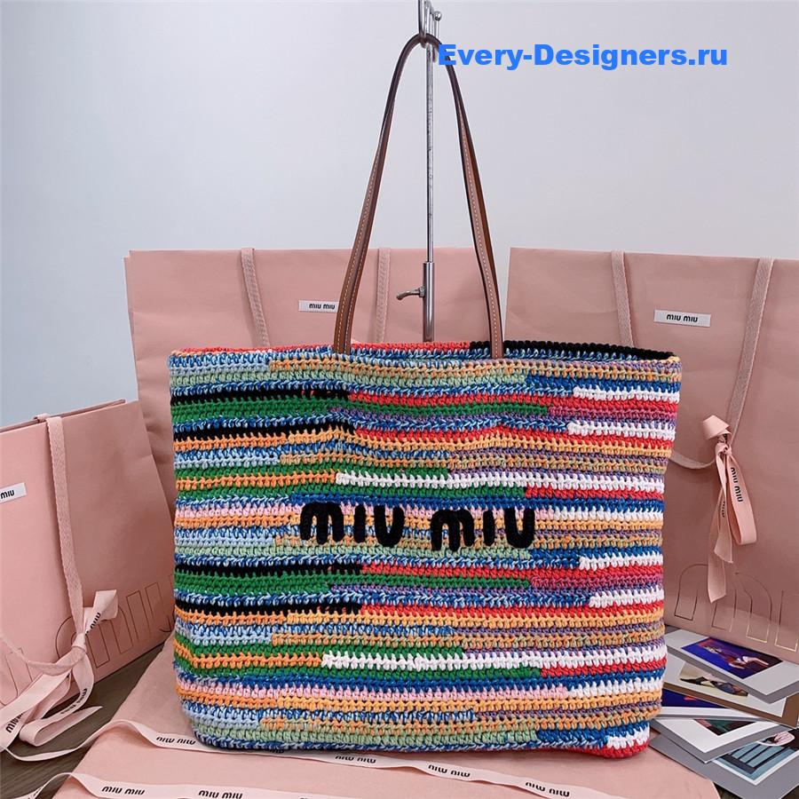 Miu Miu Multicolor Crochet Leather Tote
