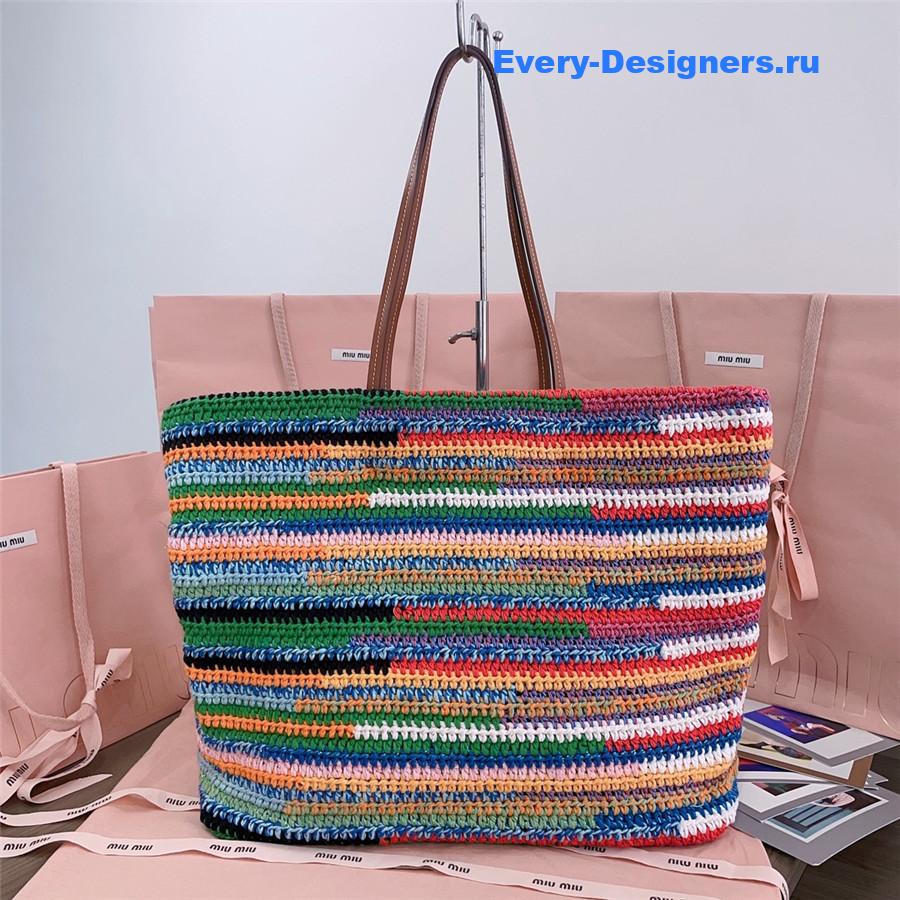 Miu Miu Multicolor Crochet Leather Tote