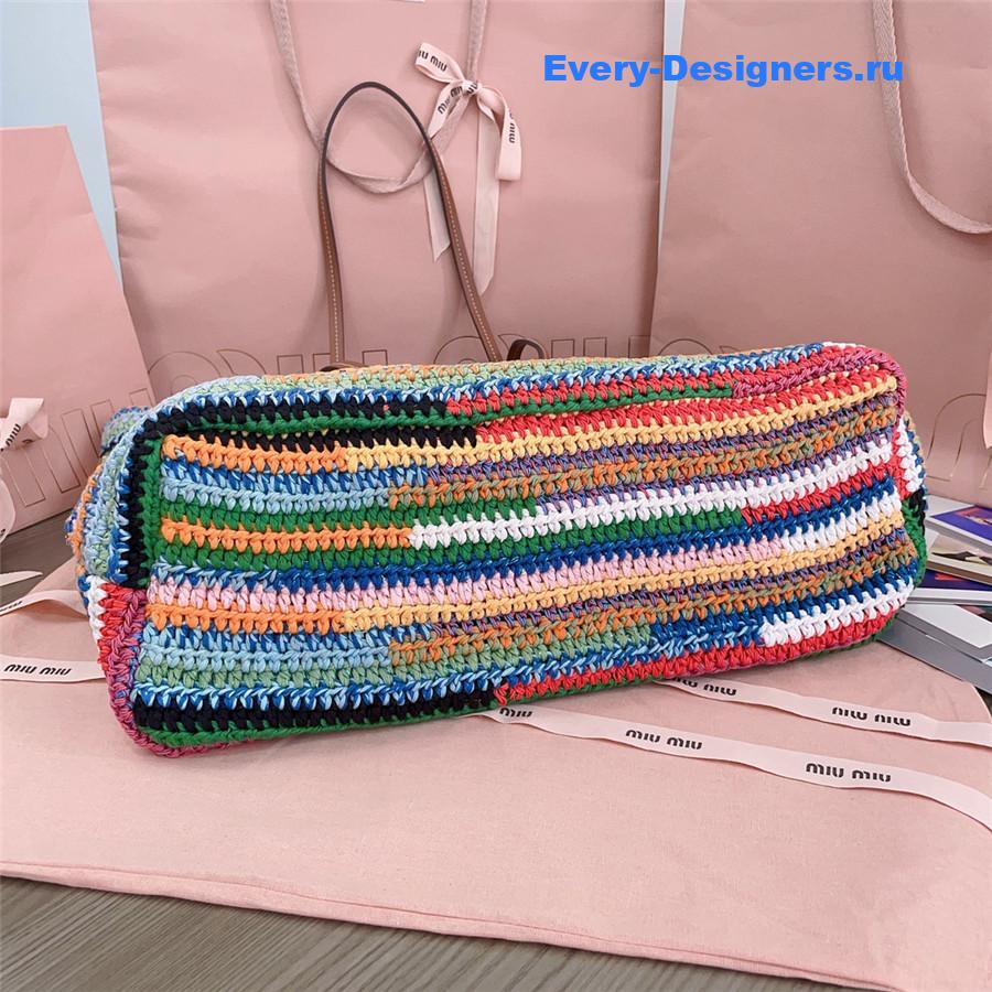 Miu Miu Multicolor Crochet Leather Tote