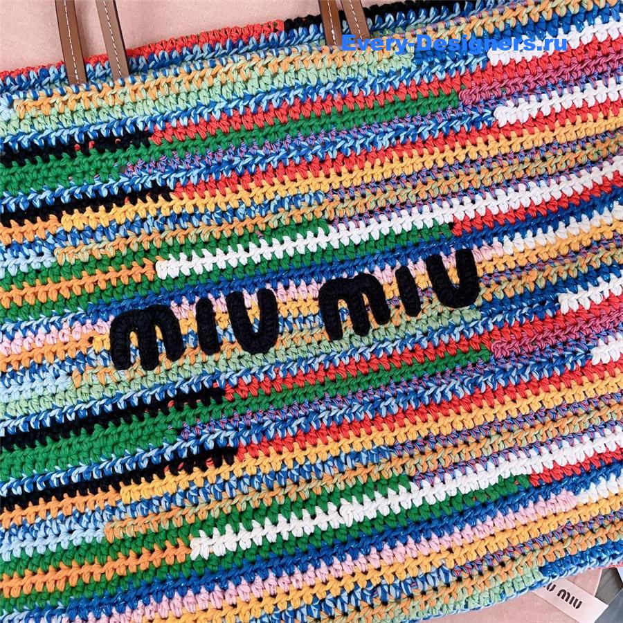 Miu Miu Multicolor Crochet Leather Tote