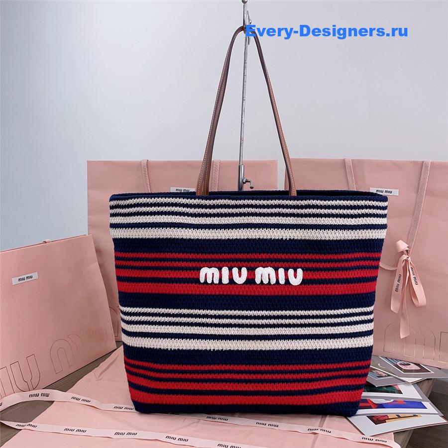 Miu Miu Red Striped Crochet Tote