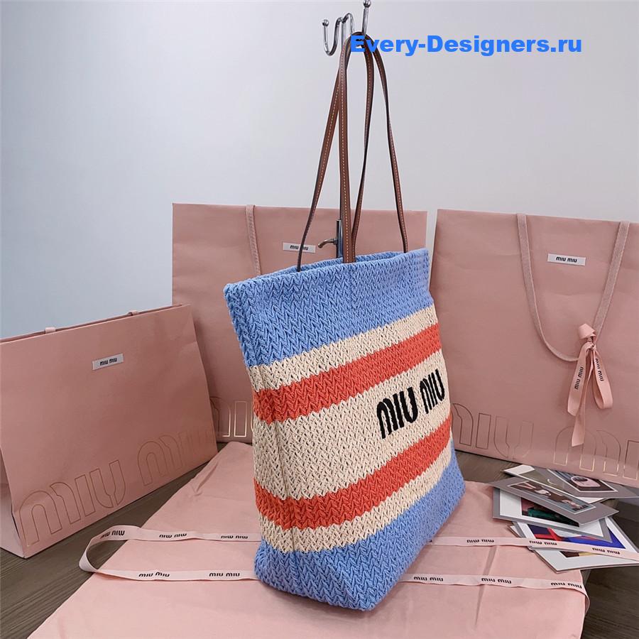 Miu Miu Tessuto Striped Crochet Tote