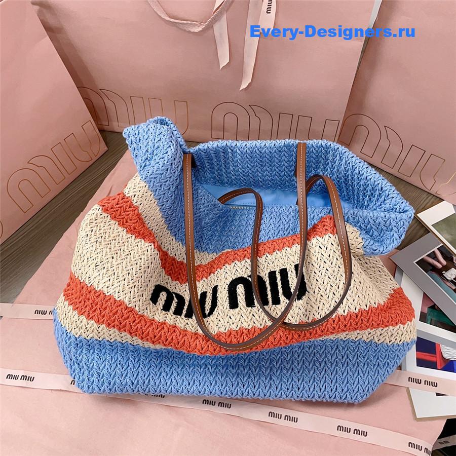 Miu Miu Tessuto Striped Crochet Tote