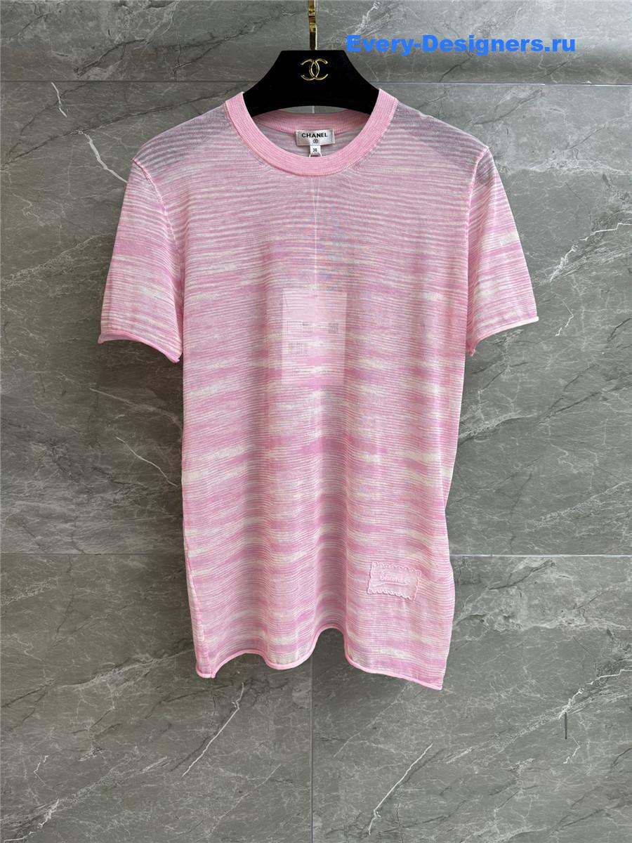 Ch**el pink transparent knit top