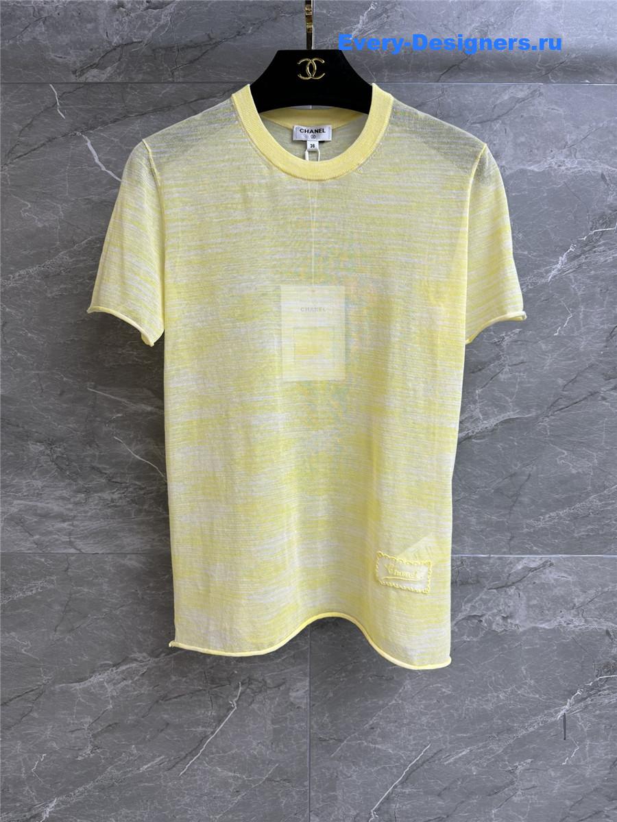 Ch**el yellow sheer knit top