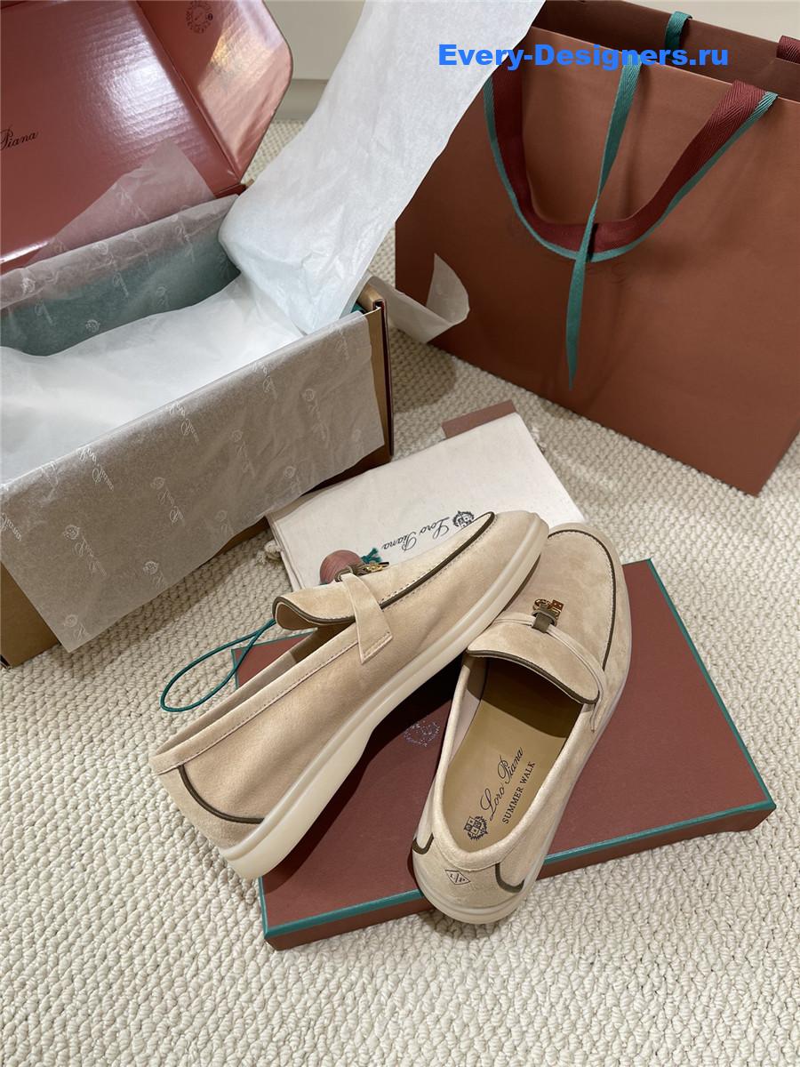 L0r0 P1ana beige suede loafers