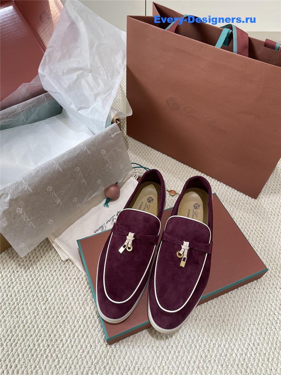 L0r0 P1ana burgundy suede loafers