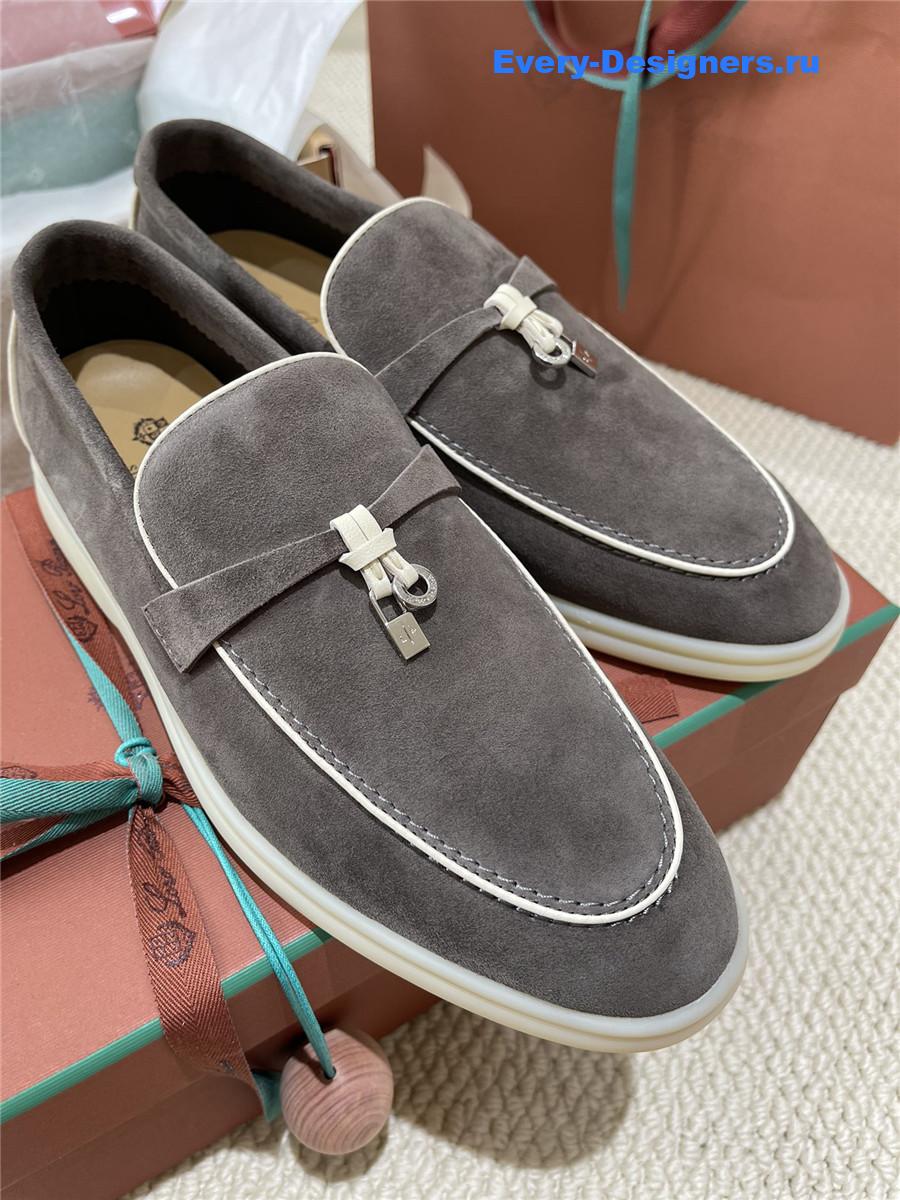 L0r0 P1ana dark grey suede loafers