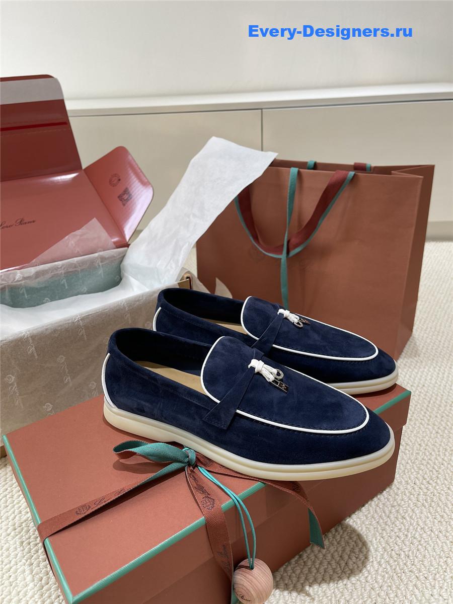 L0r0 P1ana dark blue suede loafers