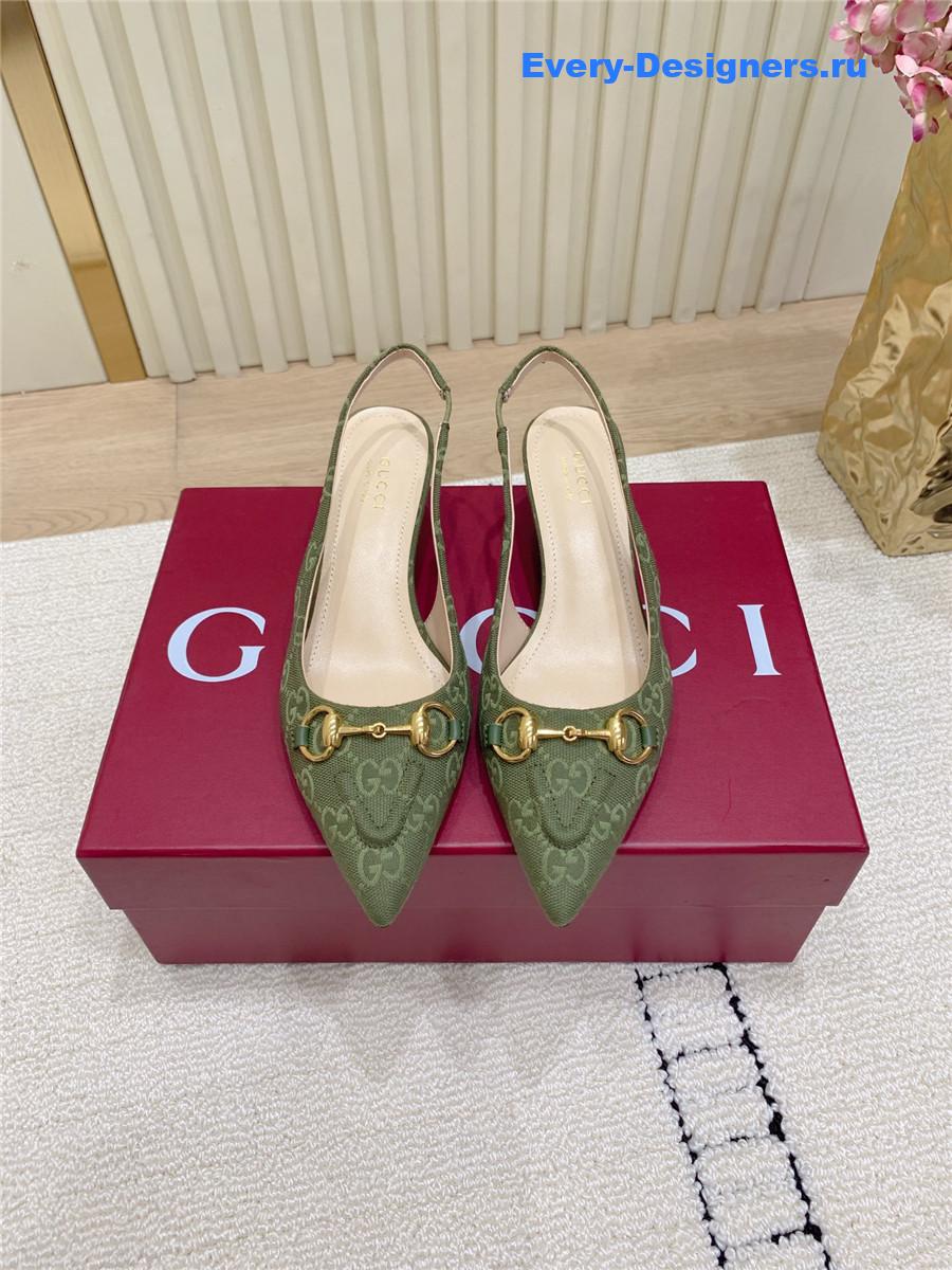 Gvc*1 green gg canvas slingback pump