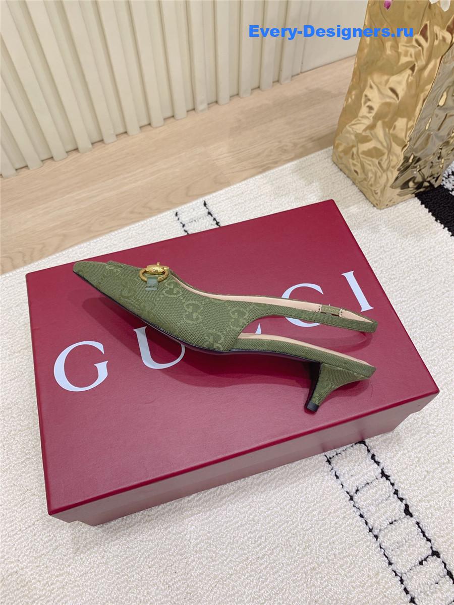 Gvc*1 green gg canvas slingback pump