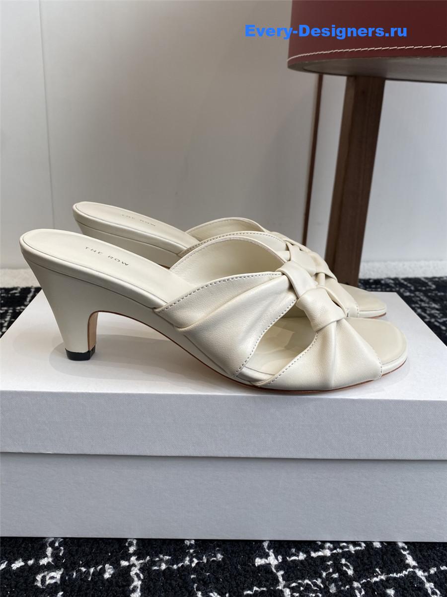The R0w 65mm soft knot leather sandals in white