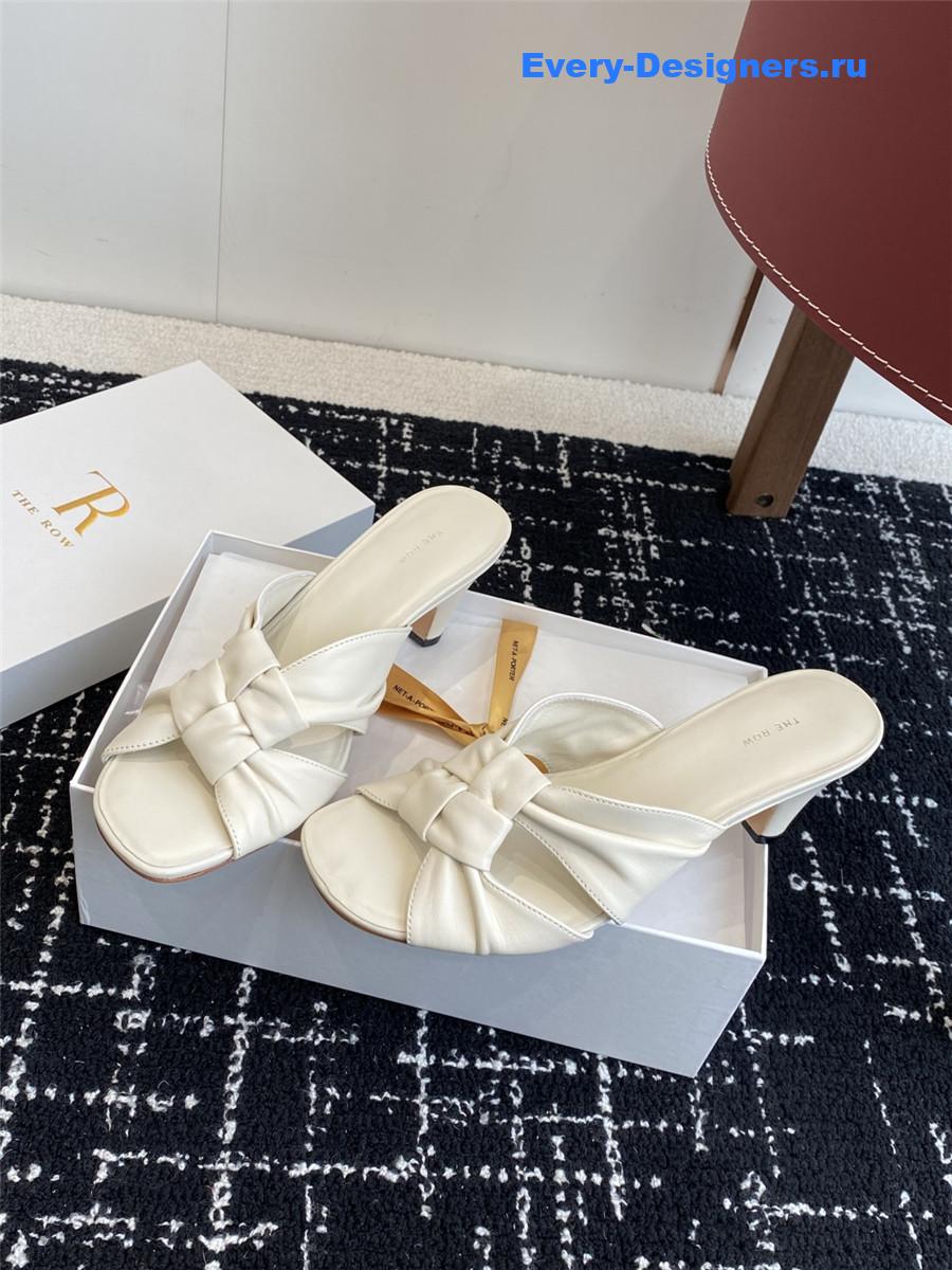 The R0w 65mm soft knot leather sandals in white