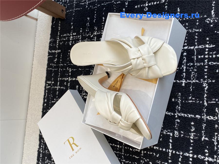 The R0w 65mm soft knot leather sandals in white