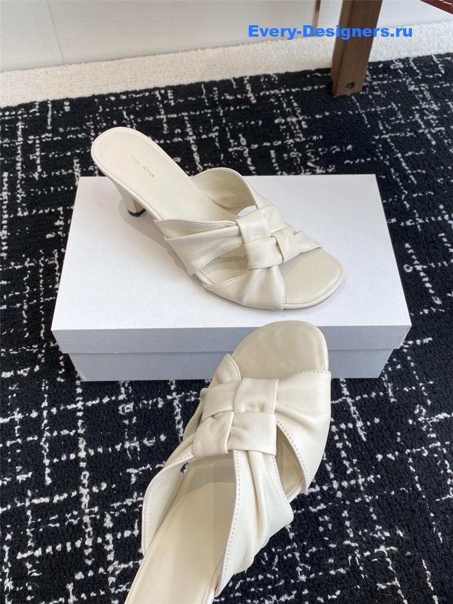 The R0w 65mm soft knot leather sandals in white