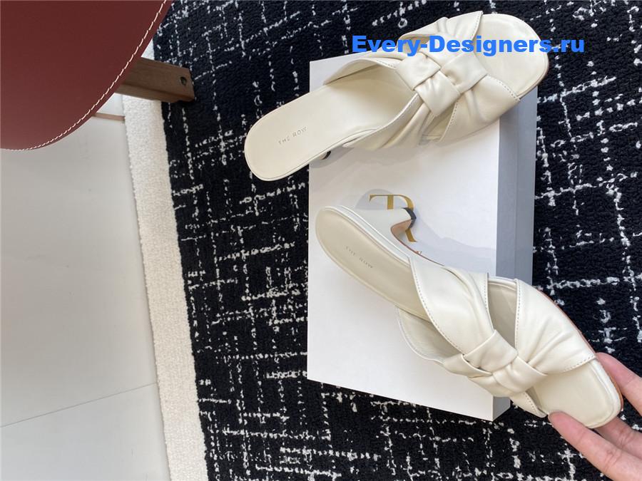 The R0w 65mm soft knot leather sandals in white