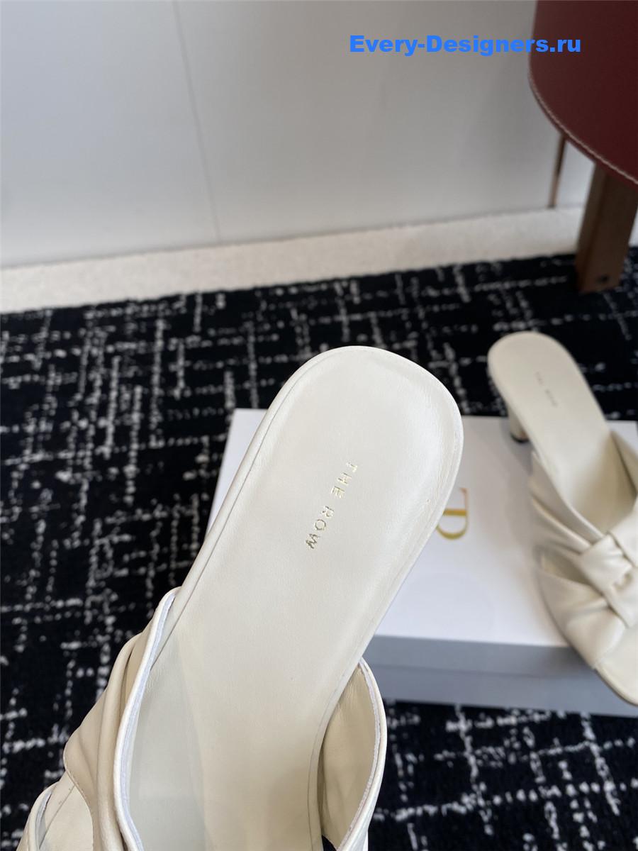 The R0w 65mm soft knot leather sandals in white