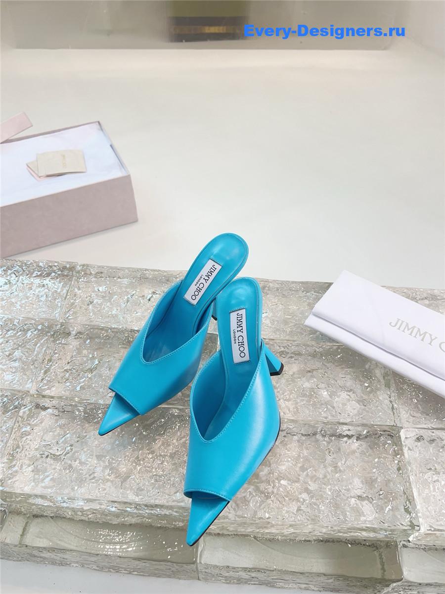 J1m*y Ch00 maryanne 100mm peep-toe mules in peacock