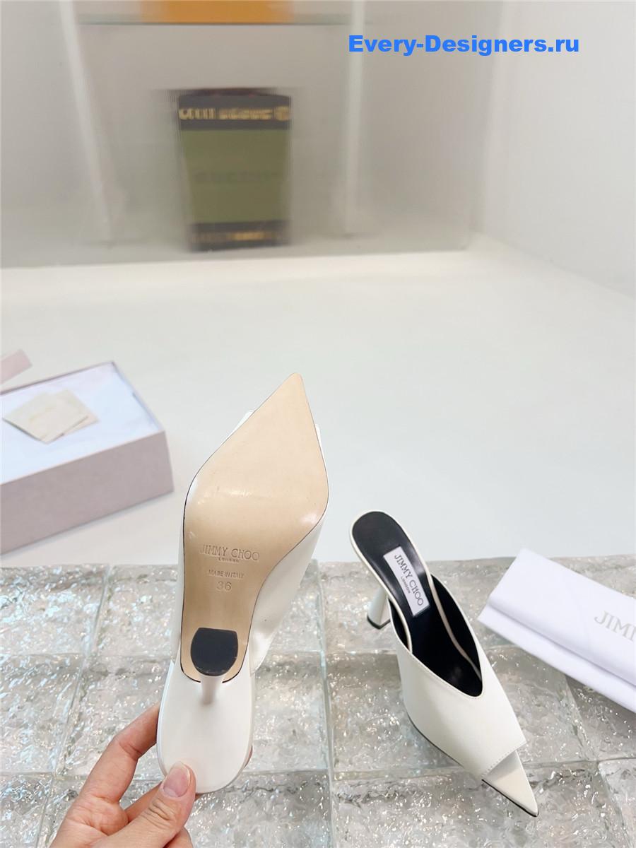 J1m*y Ch00 maryanne 100mm white peep-toe mules