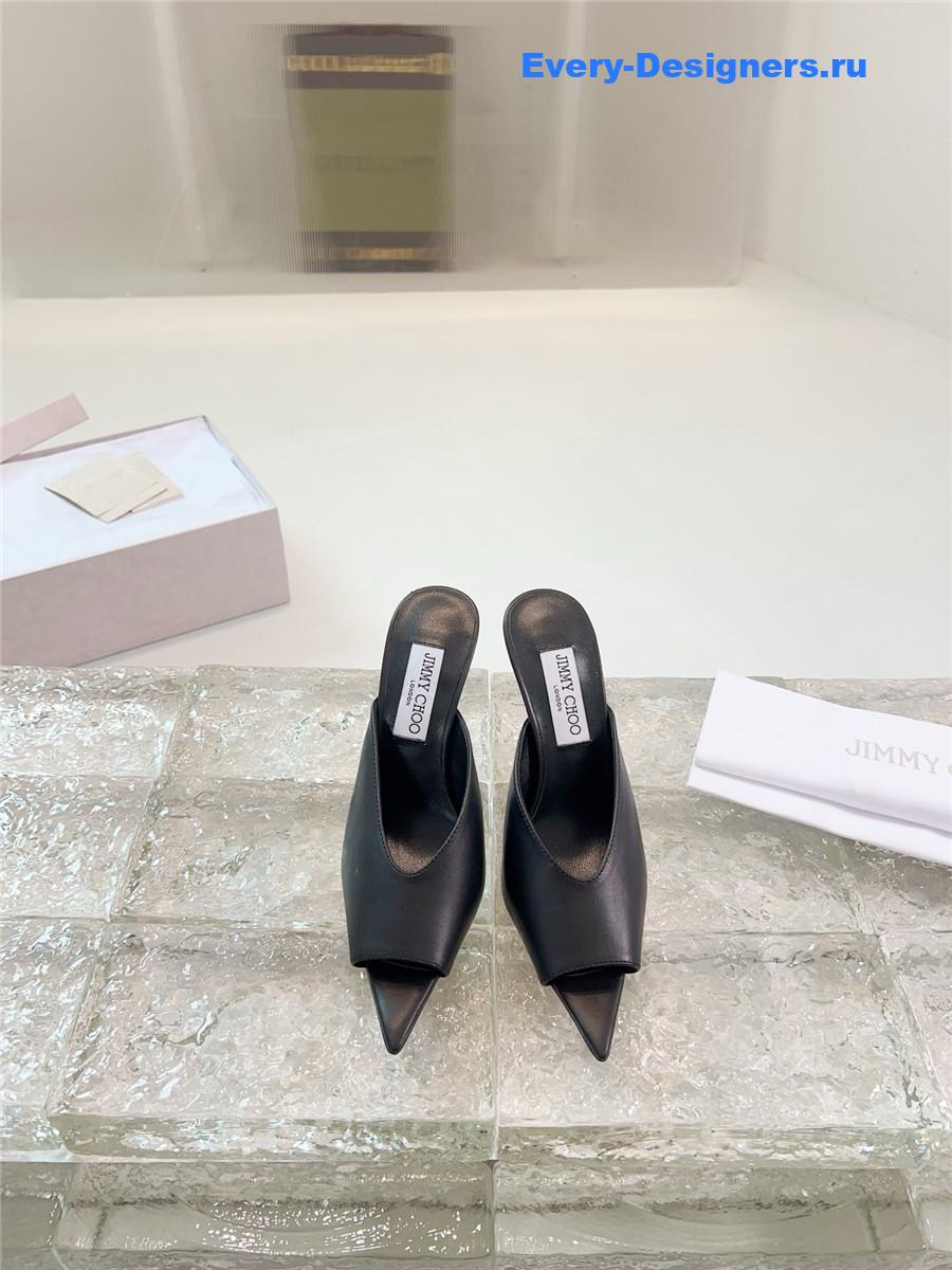 J1m*y Ch00 maryanne 100mm black peep-toe mules