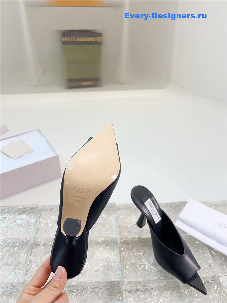 J1m*y Ch00 maryanne 100mm black peep-toe mules