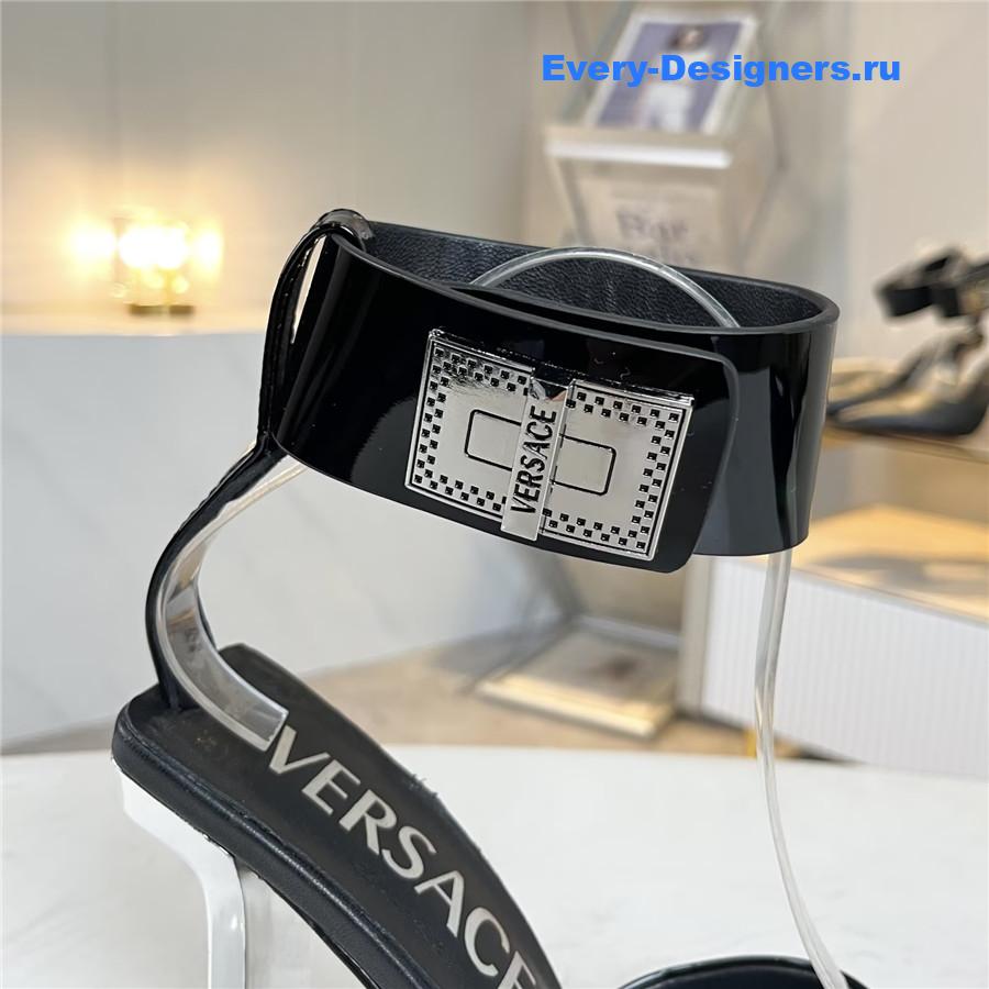 Versace Slice 105mm Patent Slingback Pumps Black