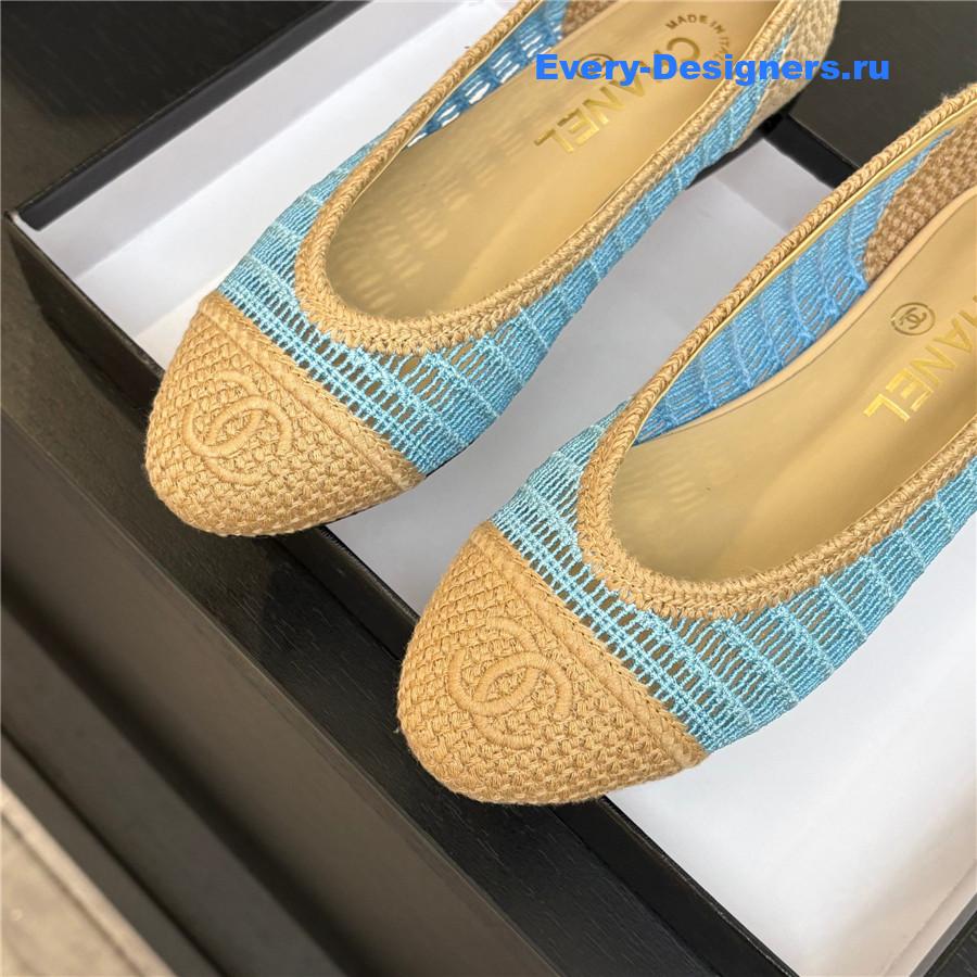 Ch**el raffia ballet flats in beige