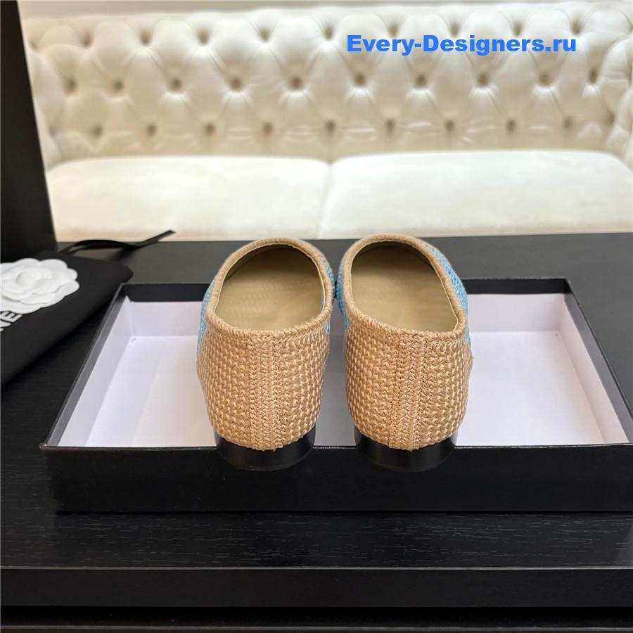 Ch**el raffia ballet flats in beige