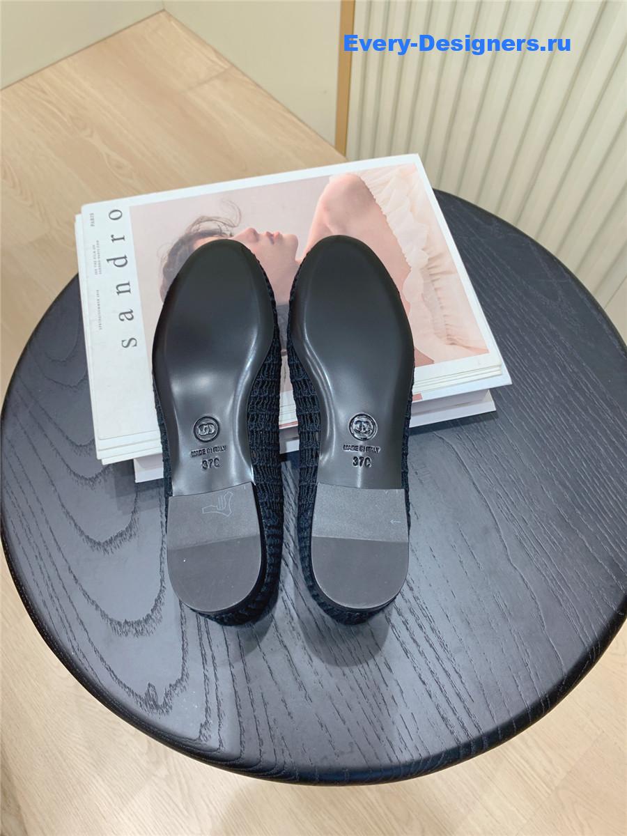 Ch**el cc black raffia ballet flats