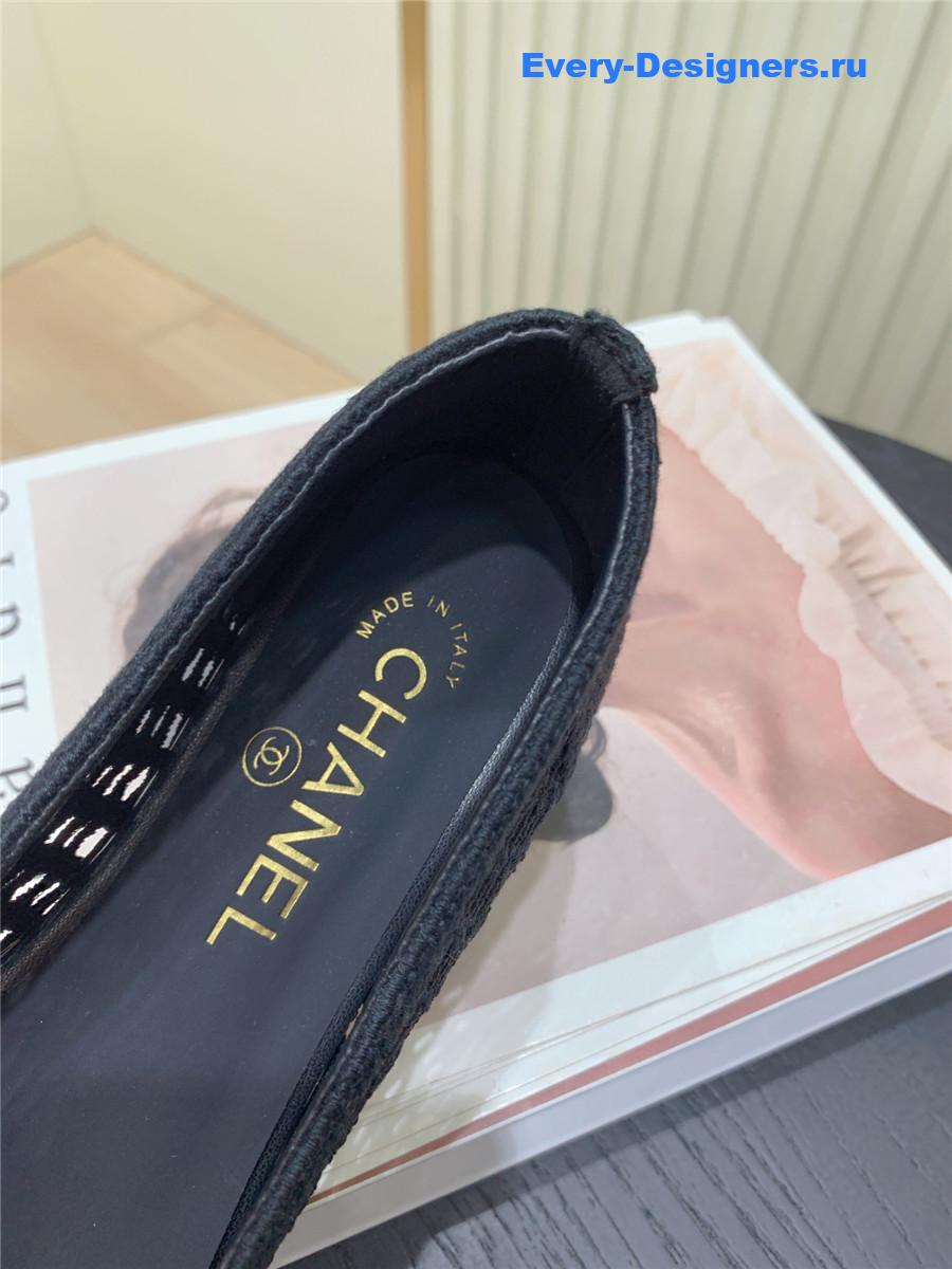 Ch**el cc black raffia ballet flats