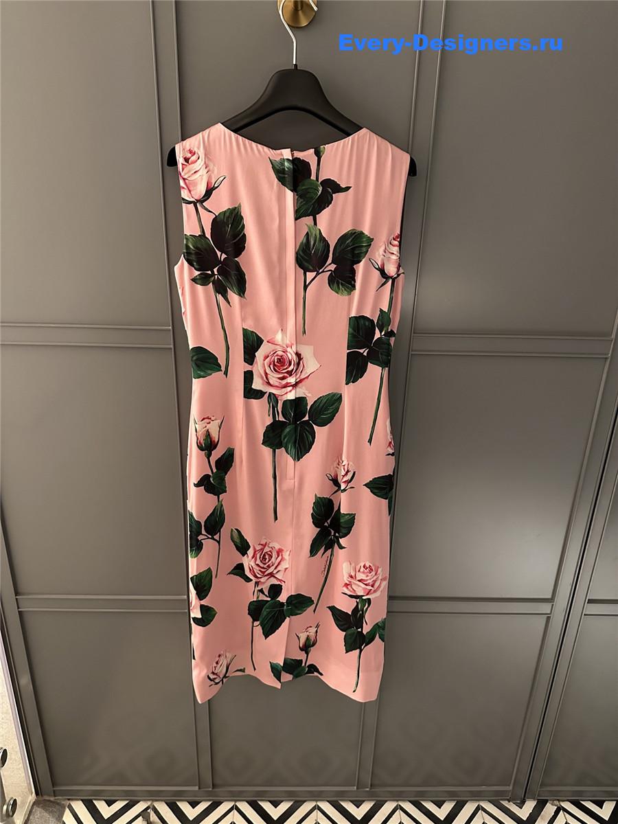 Dolce & Gabbana Floral Roses Print Midi Dress