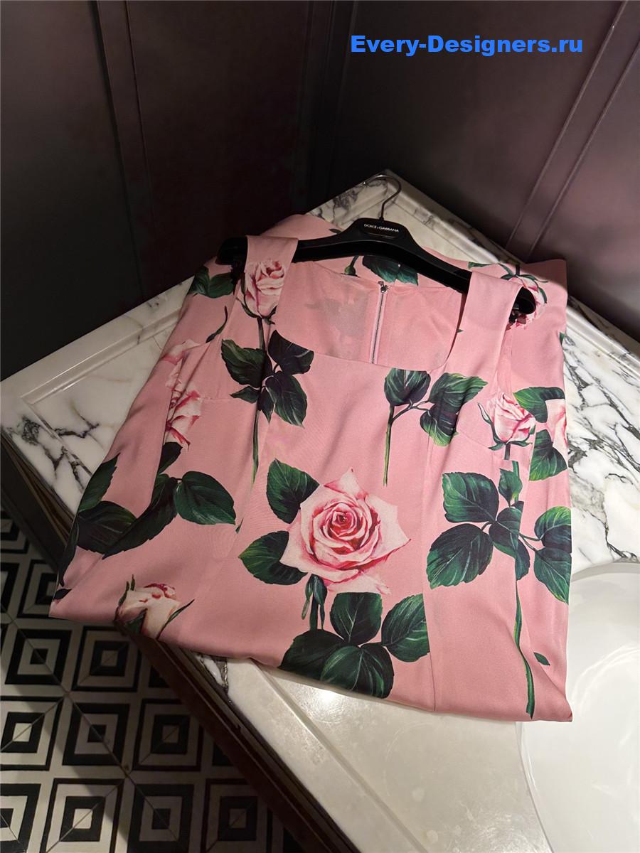 Dolce & Gabbana Floral Roses Print Midi Dress