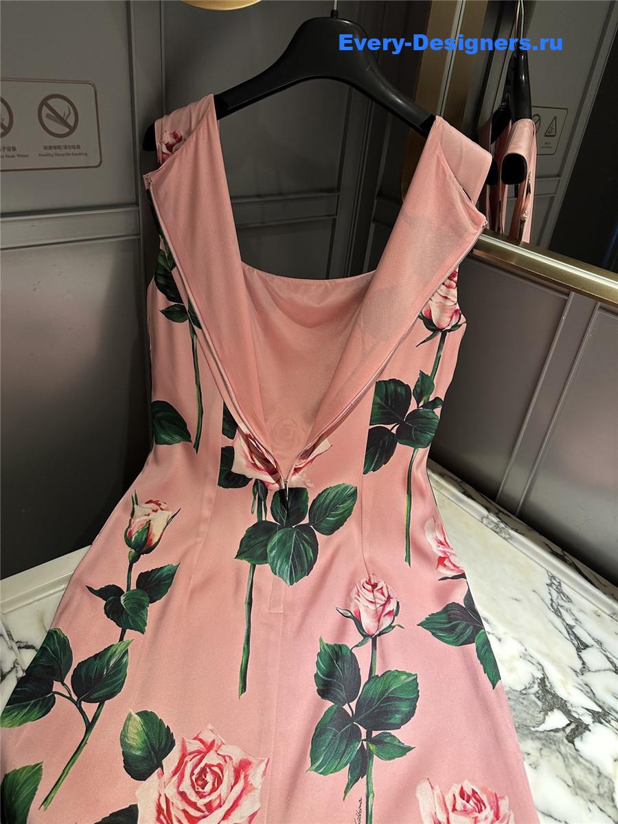 Dolce & Gabbana Floral Roses Print Midi Dress