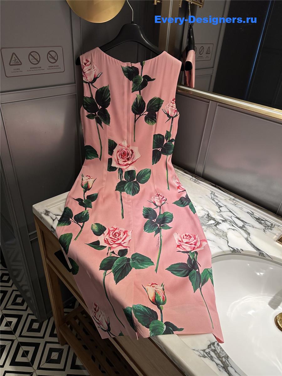 Dolce & Gabbana Floral Roses Print Midi Dress