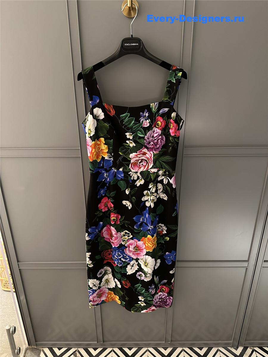 Dolce & Gabbana Black Rose Bustier Dress